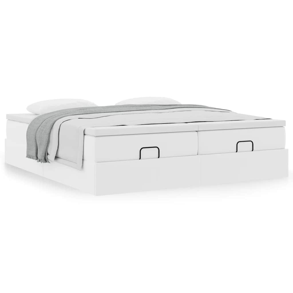 vidaXL Estructura cama otomana colchones cuero sintético blanco