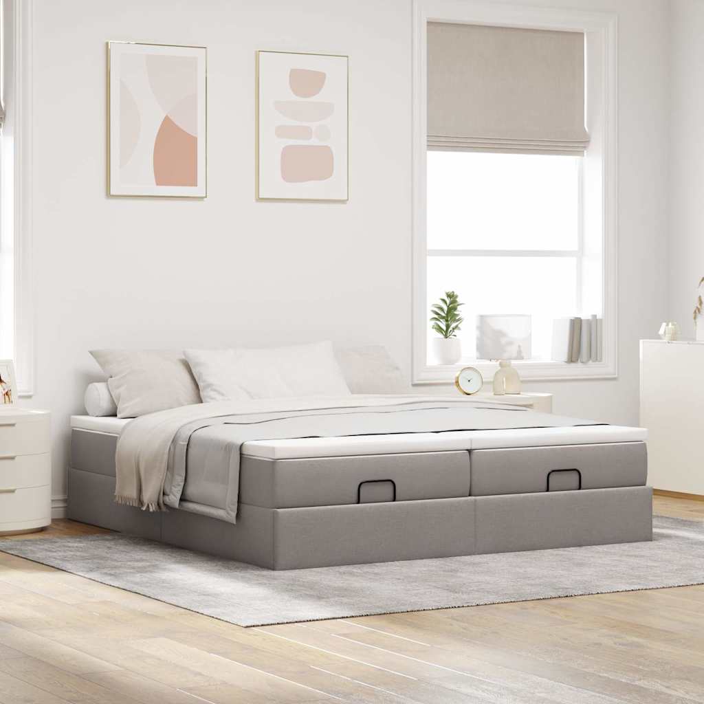 vidaXL Estructura de cama otomana colchones tela gris pardo 180x200 cm