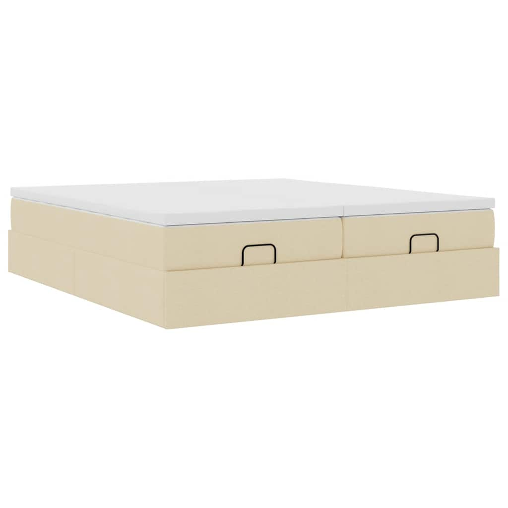 vidaXL Estructura de cama otomana con colchones tela crema 180x200cm