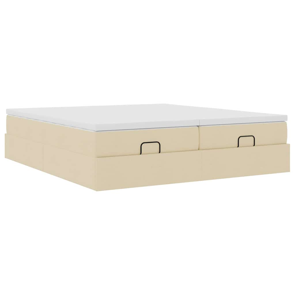 vidaXL Estructura de cama otomana con colchones tela crema 180x200cm