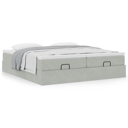 vidaXL Estructura de cama otomana colchones terciopelo gris claro