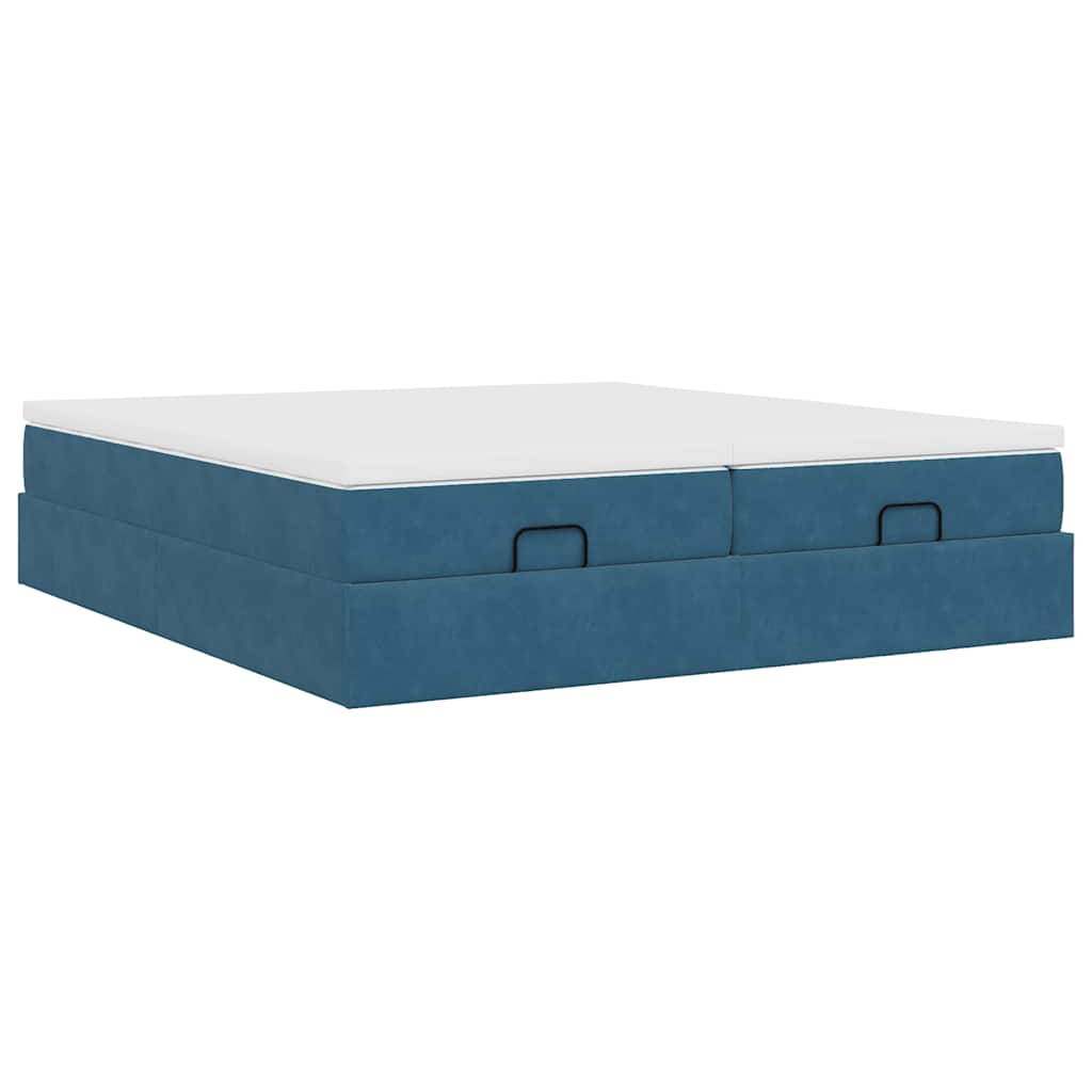 vidaXL Estructura de cama otomana colchones terciopelo azul oscuro