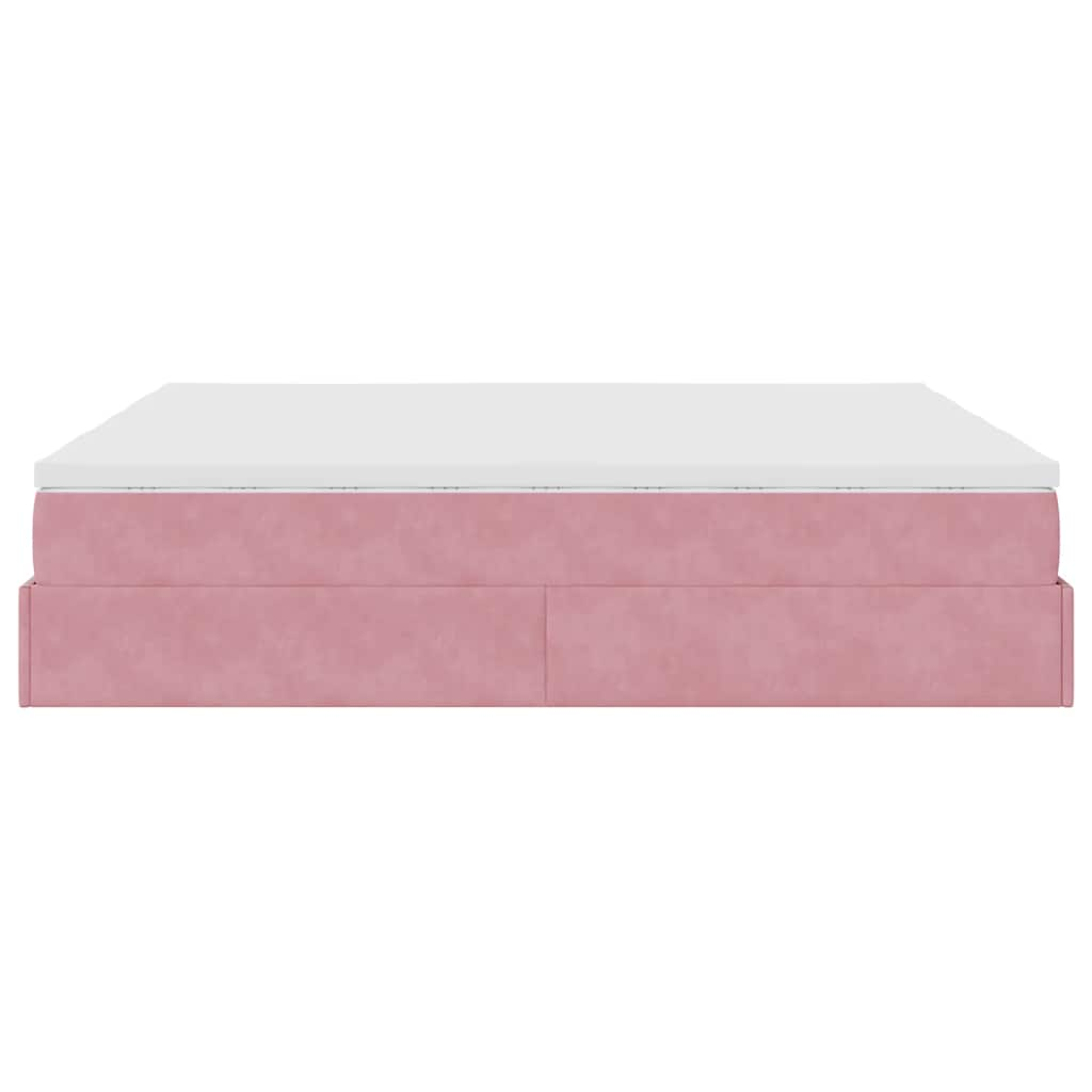 vidaXL Estructura de cama otomana colchones terciopelo rosa 160x200cm