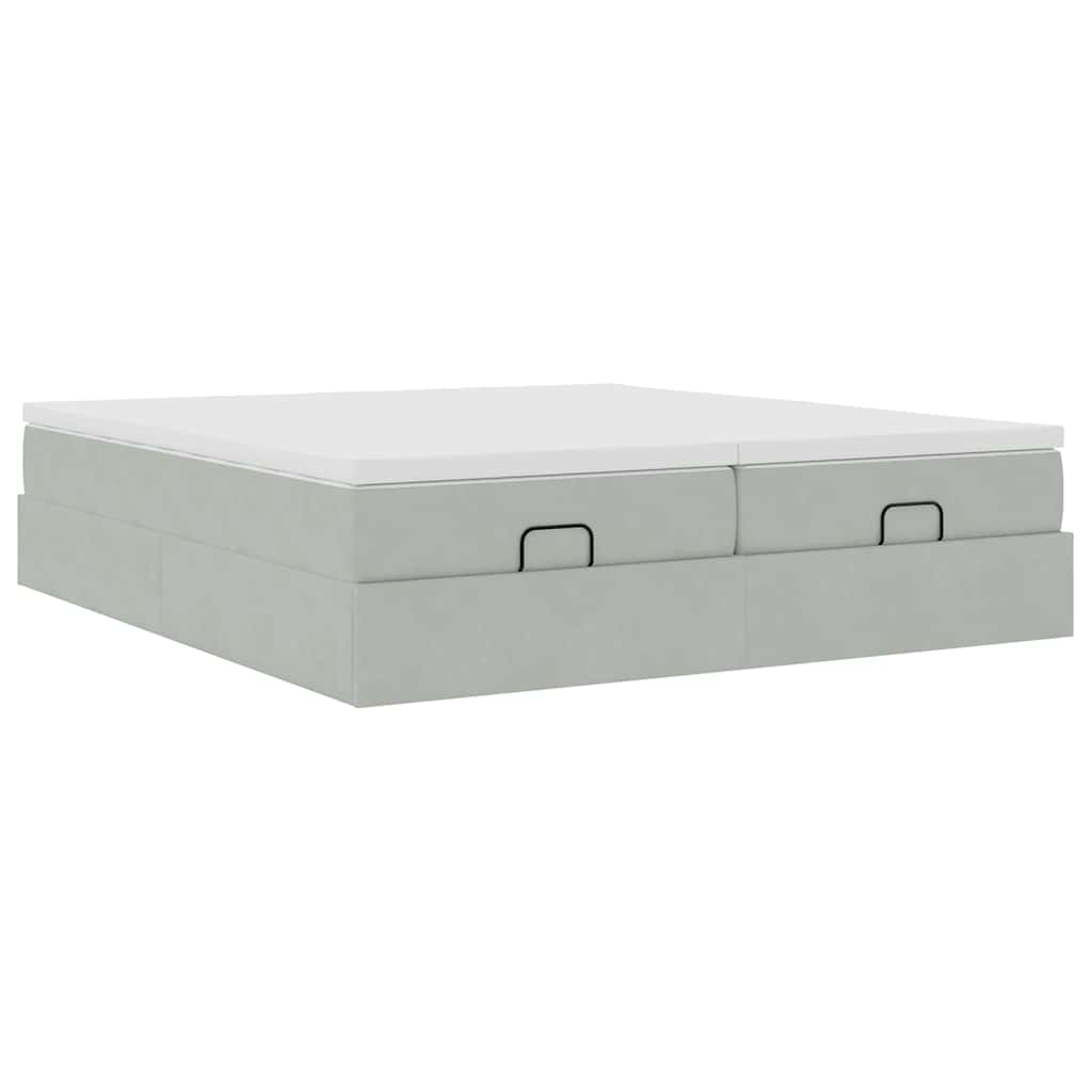 vidaXL Estructura cama otomana colchones terciopelo gris claro