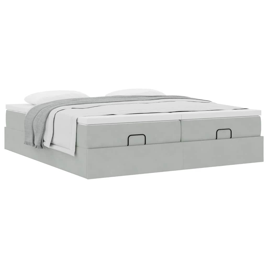 vidaXL Estructura cama otomana colchones terciopelo gris claro