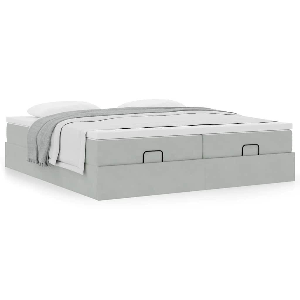 vidaXL Estructura cama otomana colchones terciopelo gris claro