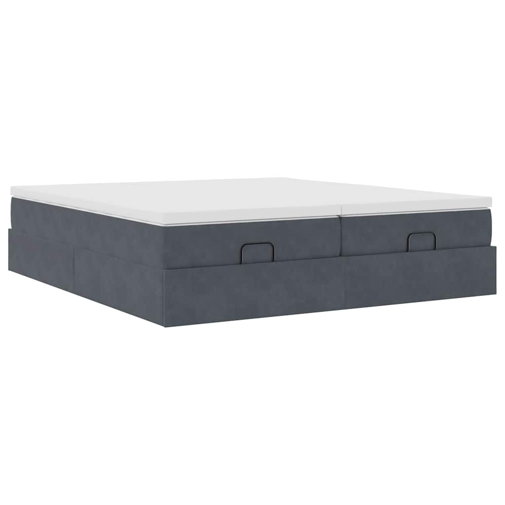 vidaXL Estructura cama otomana colchones terciopelo gris oscuro