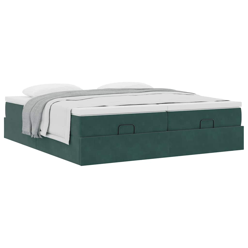 vidaXL Estructura de cama otomana colchones terciopelo verde oscuro