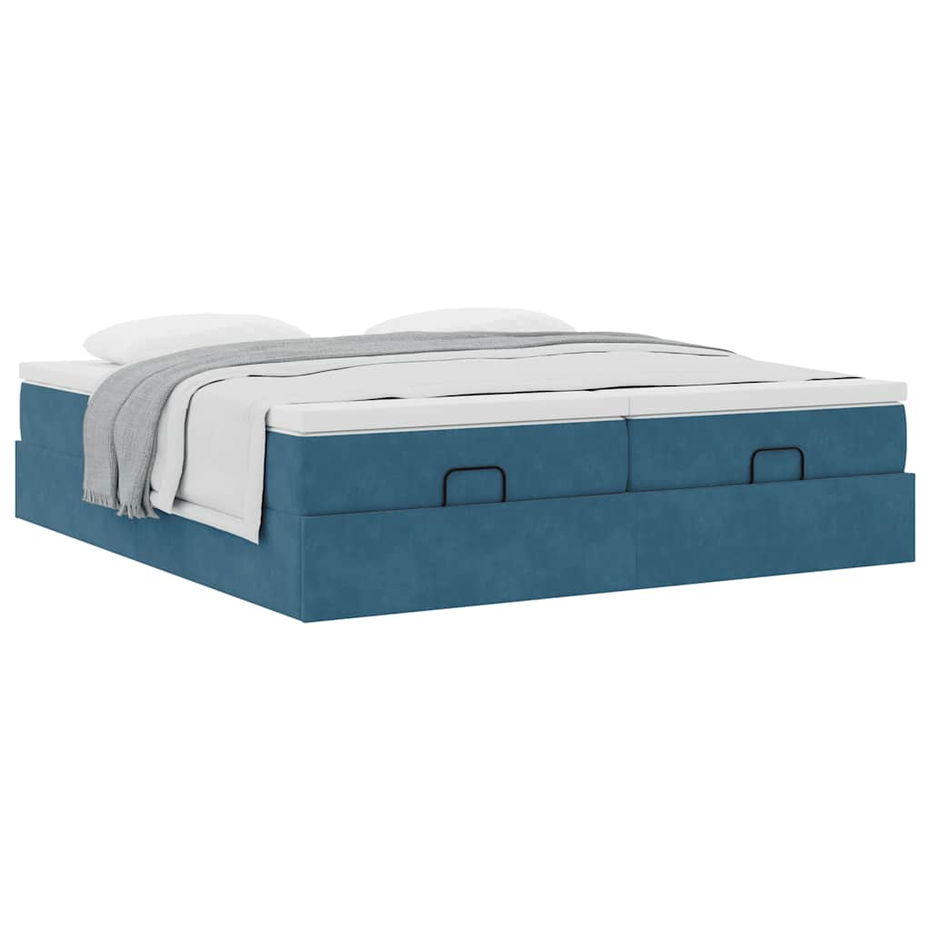 vidaXL Estructura de cama otomana colchones terciopelo azul oscuro