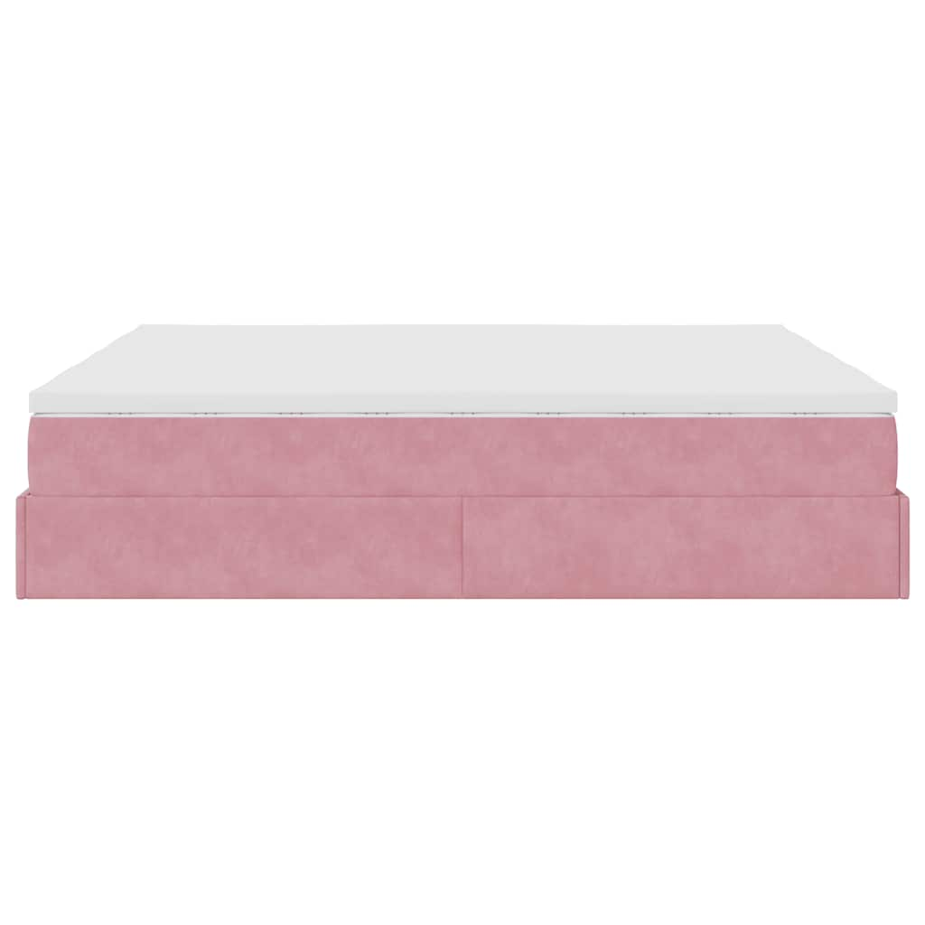 vidaXL Estructura de cama otomana colchones terciopelo rosa 180x200cm