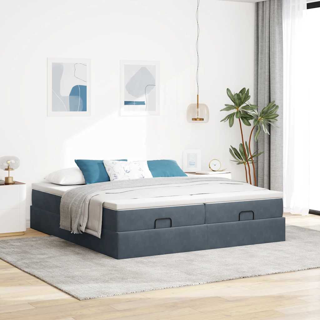 vidaXL Estructura cama otomana colchones terciopelo gris oscuro