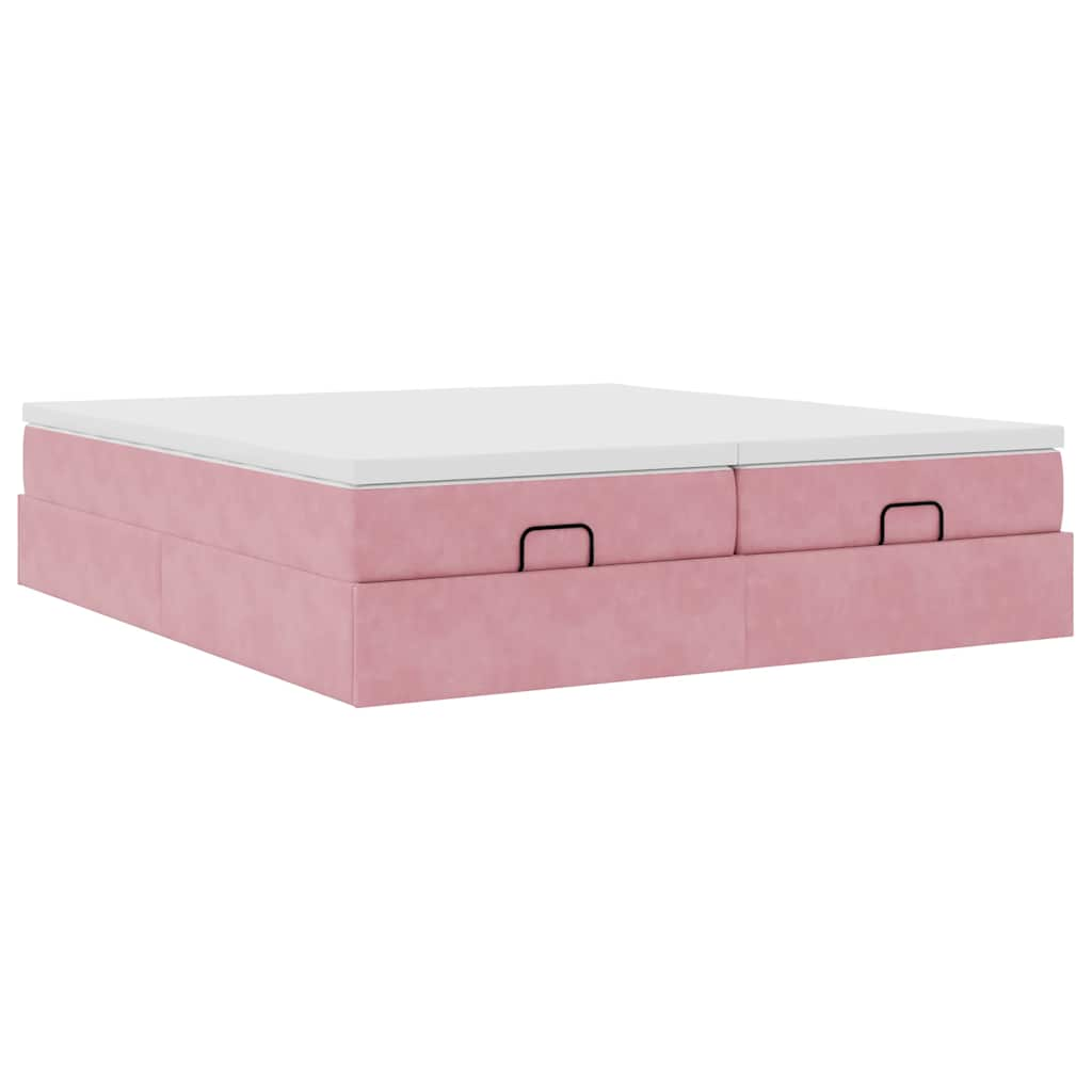 vidaXL Estructura de cama otomana colchones terciopelo rosa 200x200cm