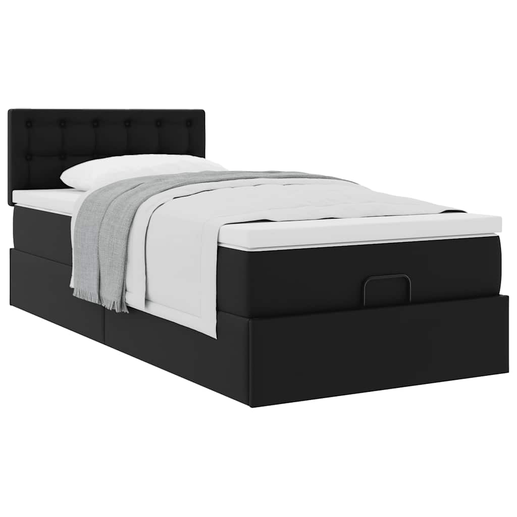 vidaXL Estructura cama otomana colchón cuero sintético negra 80x200cm