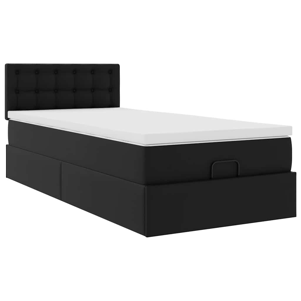 vidaXL Estructura cama otomana colchón cuero sintético negra 80x200cm