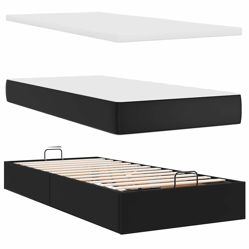 vidaXL Estructura cama otomana colchón cuero sintético negra 80x200cm