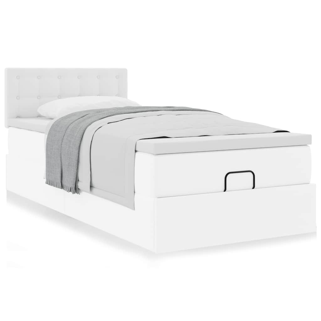 vidaXL Estructura cama otomana colchón cuero sintético blanco 80x200cm