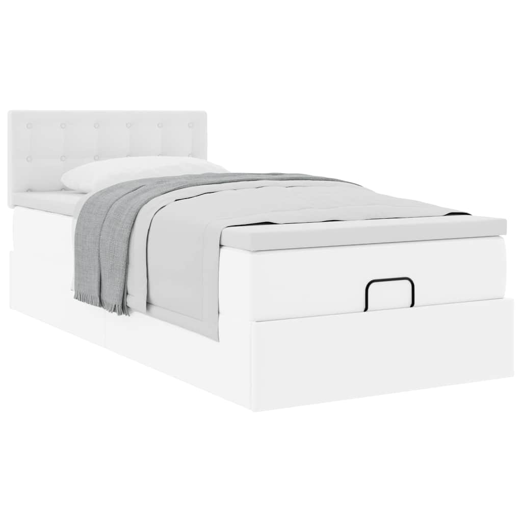 vidaXL Estructura cama otomana colchón cuero sintético blanco 80x200cm