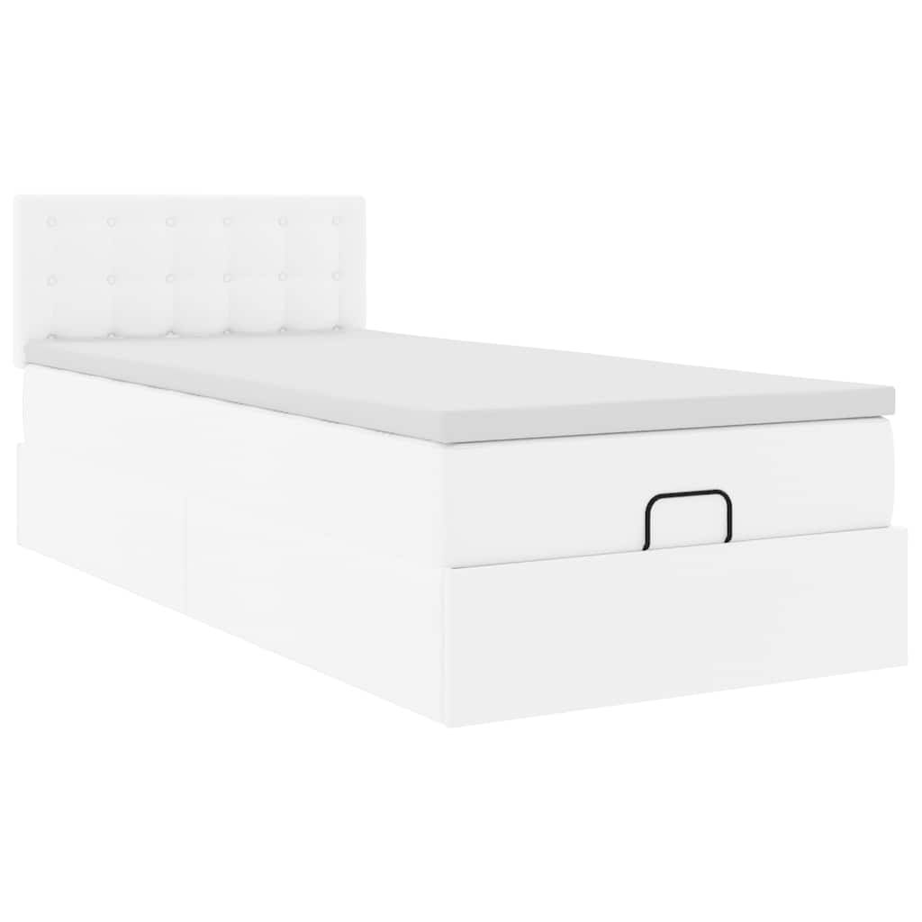 vidaXL Estructura cama otomana colchón cuero sintético blanco 80x200cm