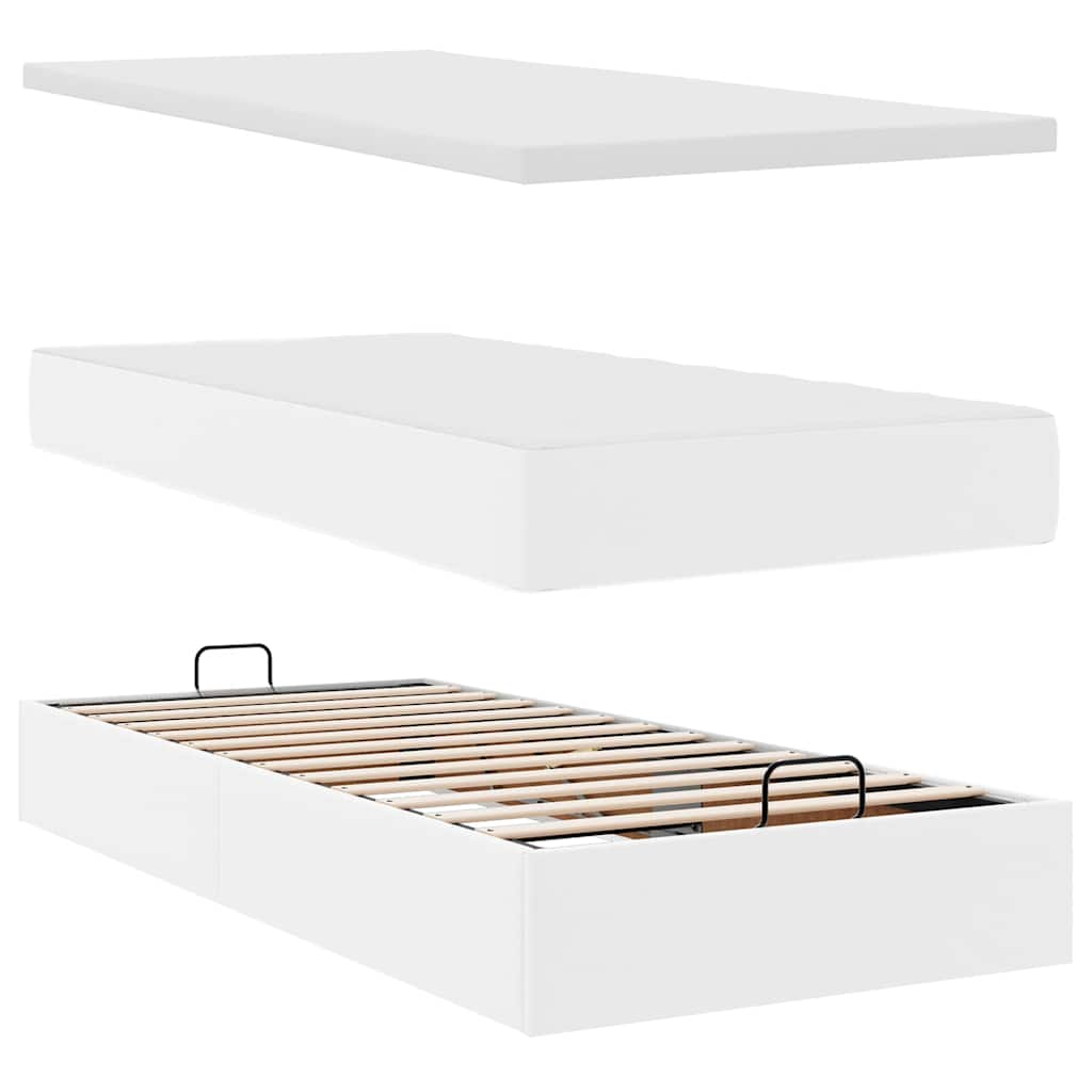 vidaXL Estructura cama otomana colchón cuero sintético blanco 80x200cm