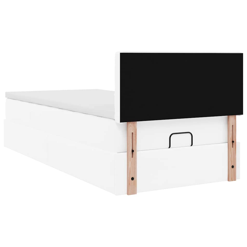 vidaXL Estructura cama otomana colchón cuero sintético blanco 80x200cm