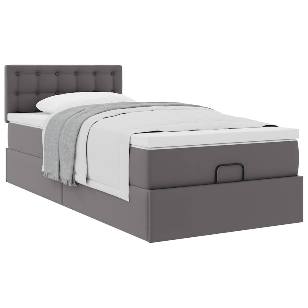 vidaXL Estructura cama otomana colchón cuero sintético gris 80x200cm