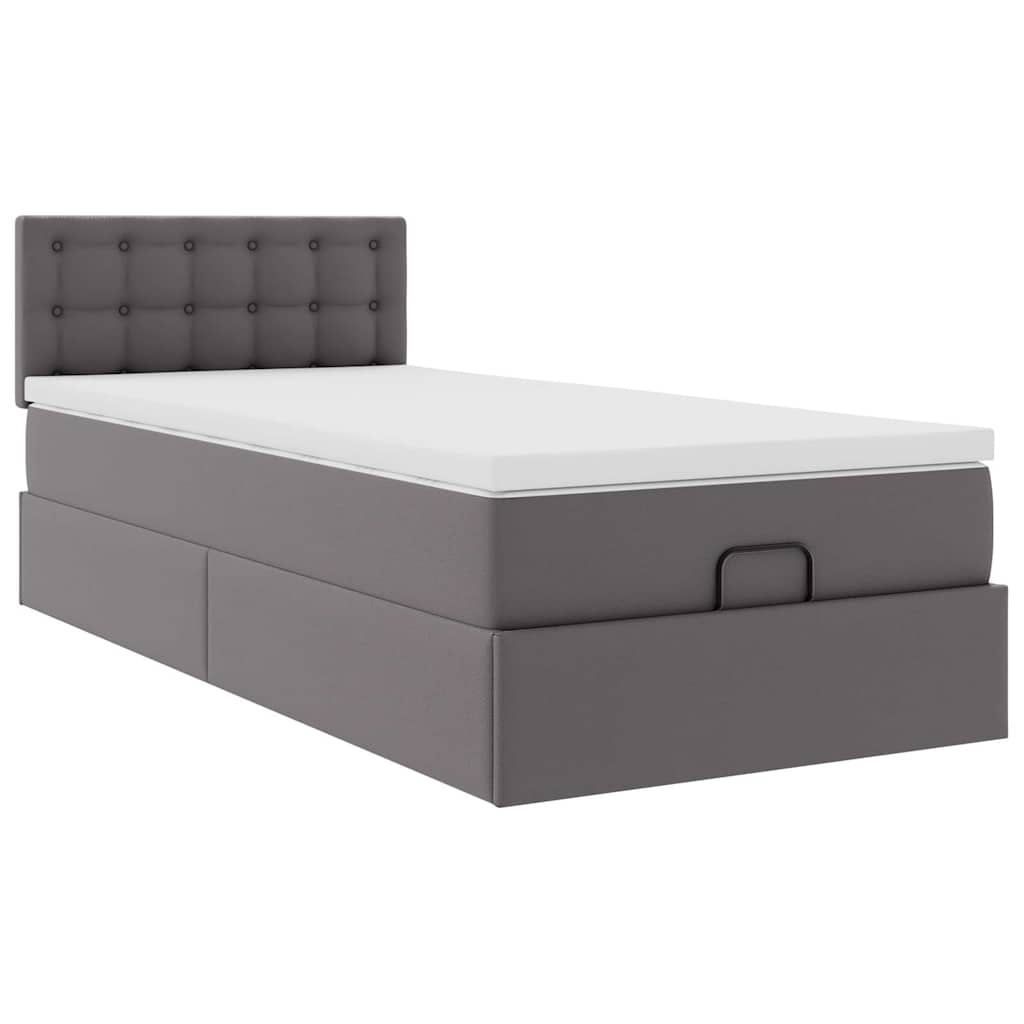 vidaXL Estructura cama otomana colchón cuero sintético gris 80x200cm