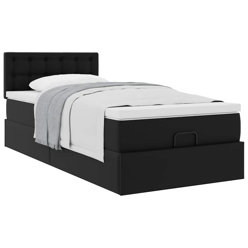 vidaXL Estructura cama otomana colchón cuero sintético negra 90x190 cm