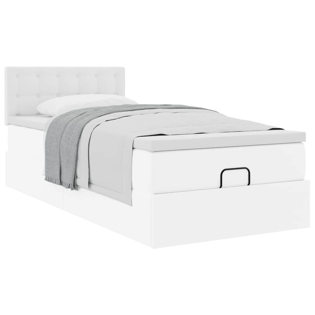 vidaXL Estructura cama otomana colchón cuero sintético blanco 90x190cm