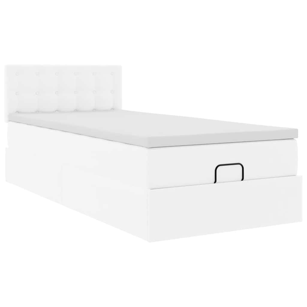 vidaXL Estructura cama otomana colchón cuero sintético blanco 90x190cm