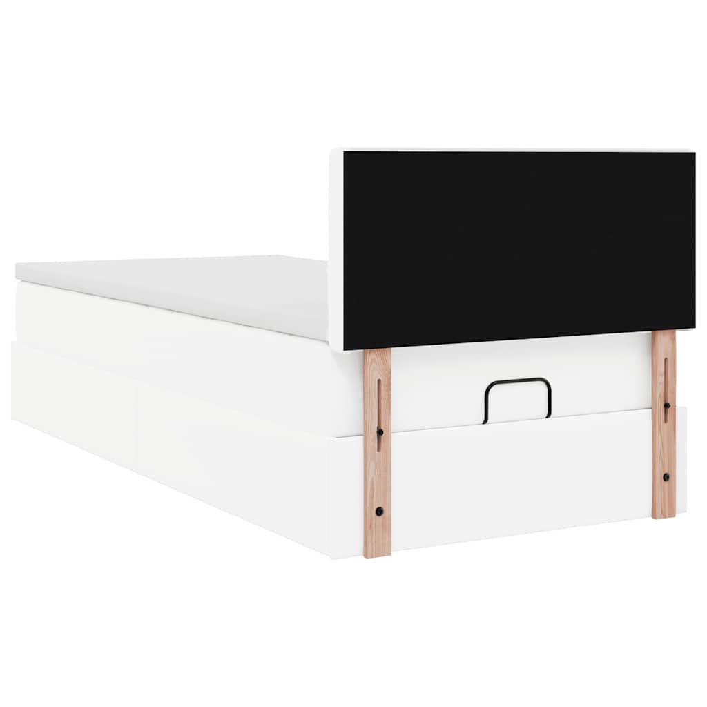 vidaXL Estructura cama otomana colchón cuero sintético blanco 90x190cm