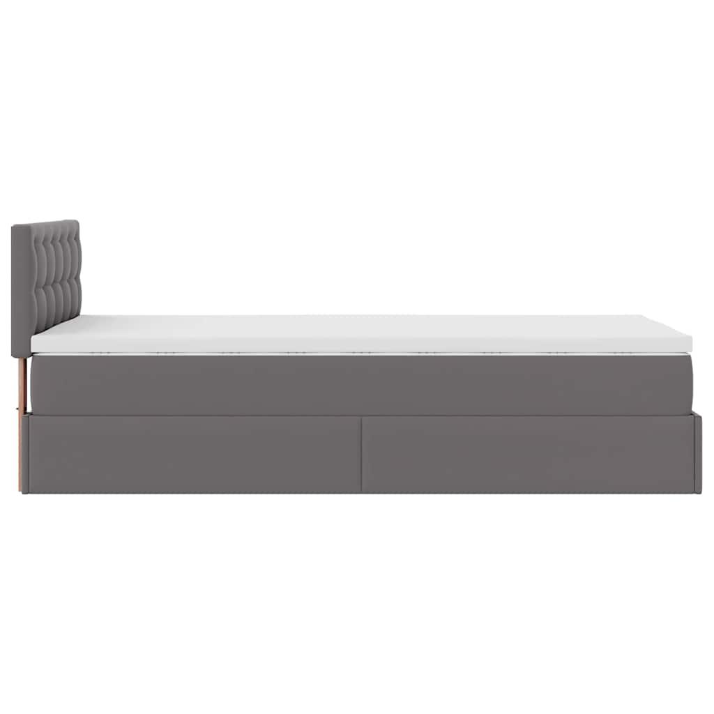 vidaXL Estructura cama otomana colchón cuero sintético gris 90x190 cm