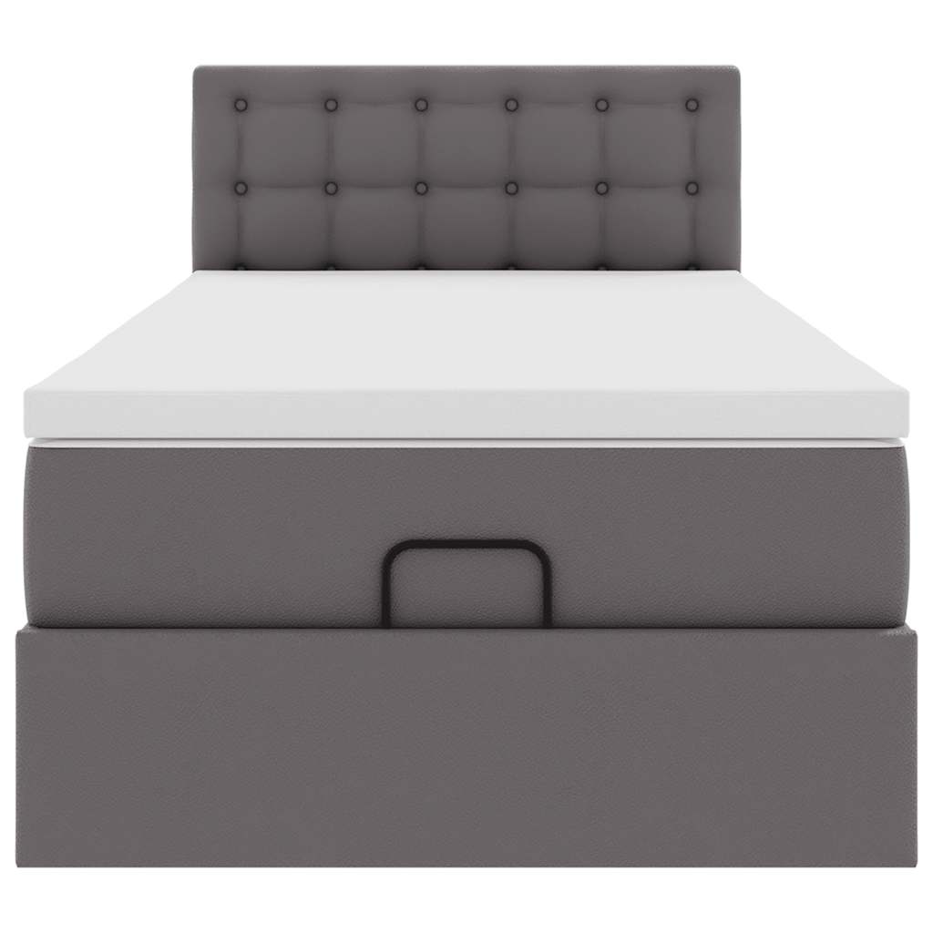 vidaXL Estructura cama otomana colchón cuero sintético gris 90x200 cm