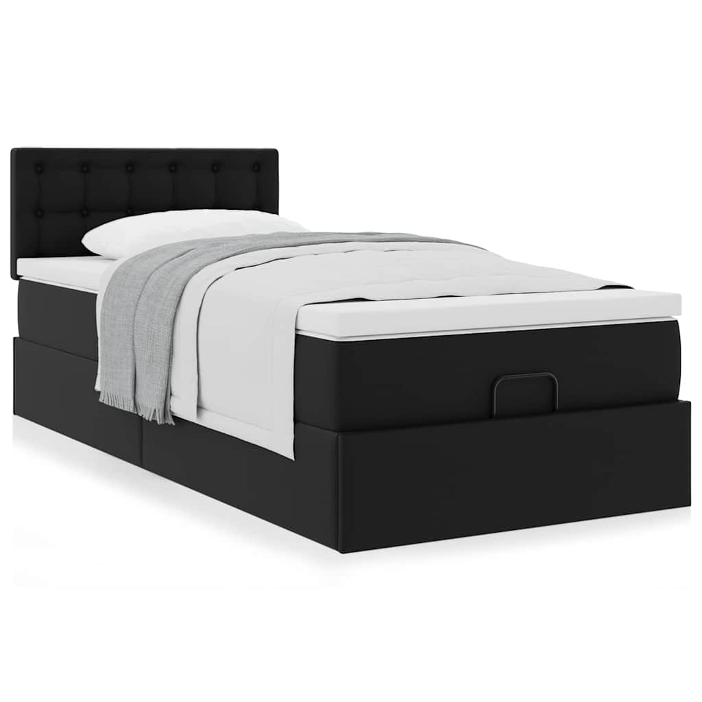 vidaXL Estructura cama otomana colchón cuero sintético negro 100x200cm