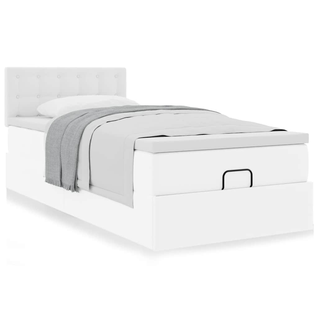 vidaXL Estructura cama otomana colchón cuero sintético blanco