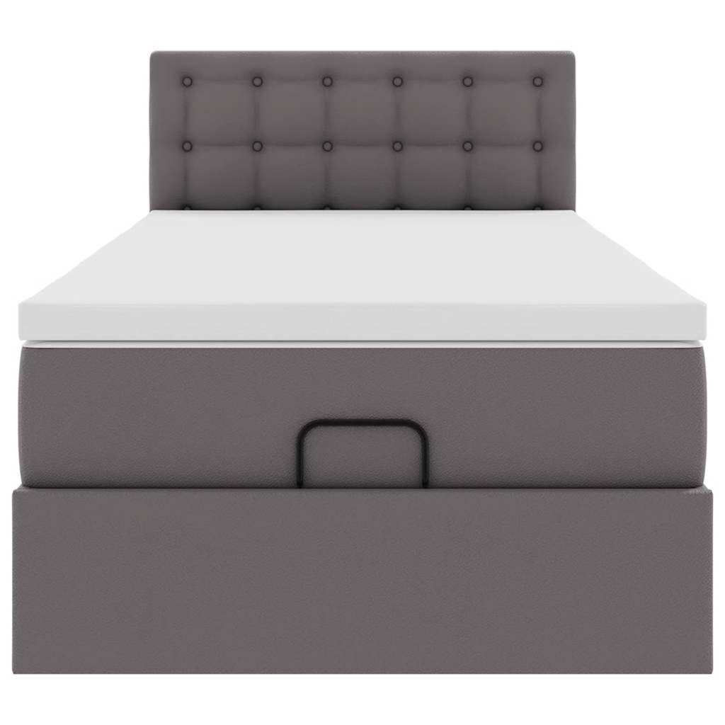 vidaXL Estructura cama otomana colchón cuero sintético gris 100x200cm