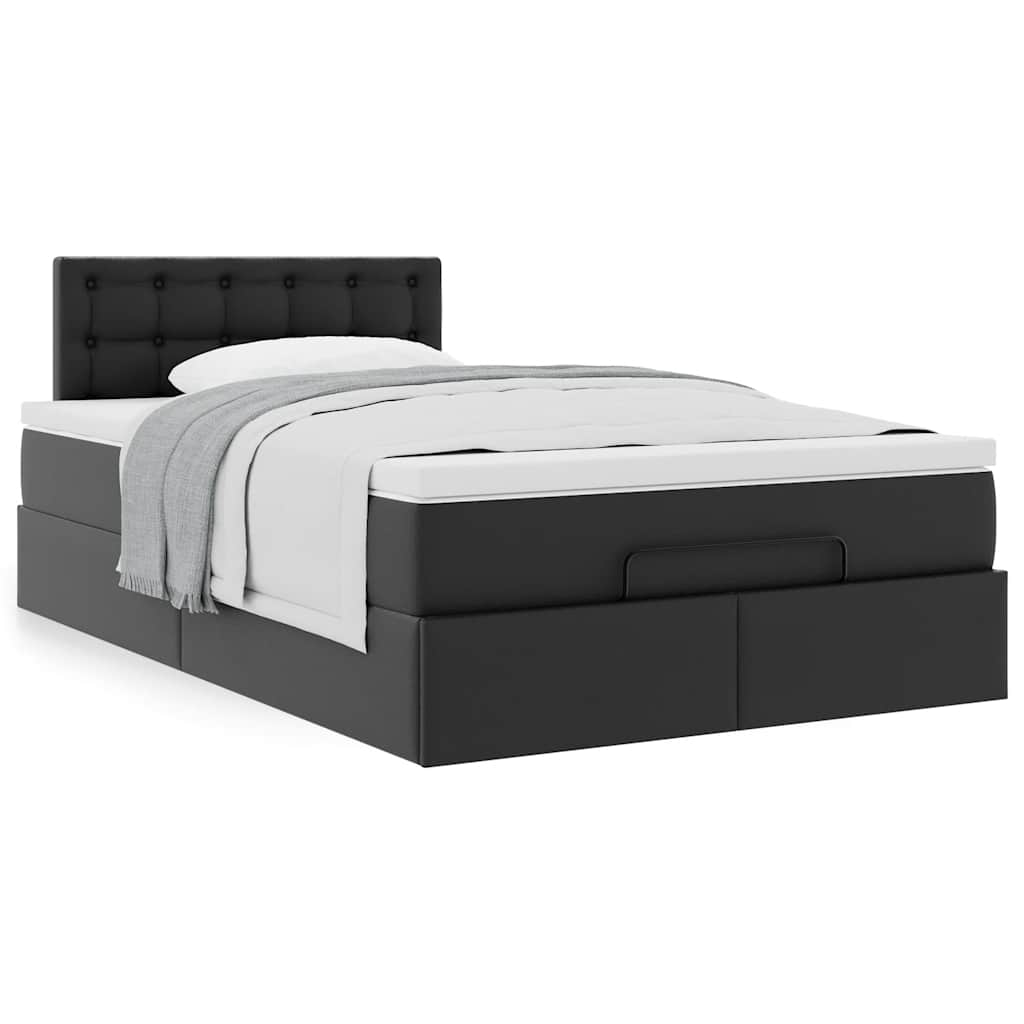 vidaXL Estructura cama otomana colchón cuero sintético negro 120x190cm