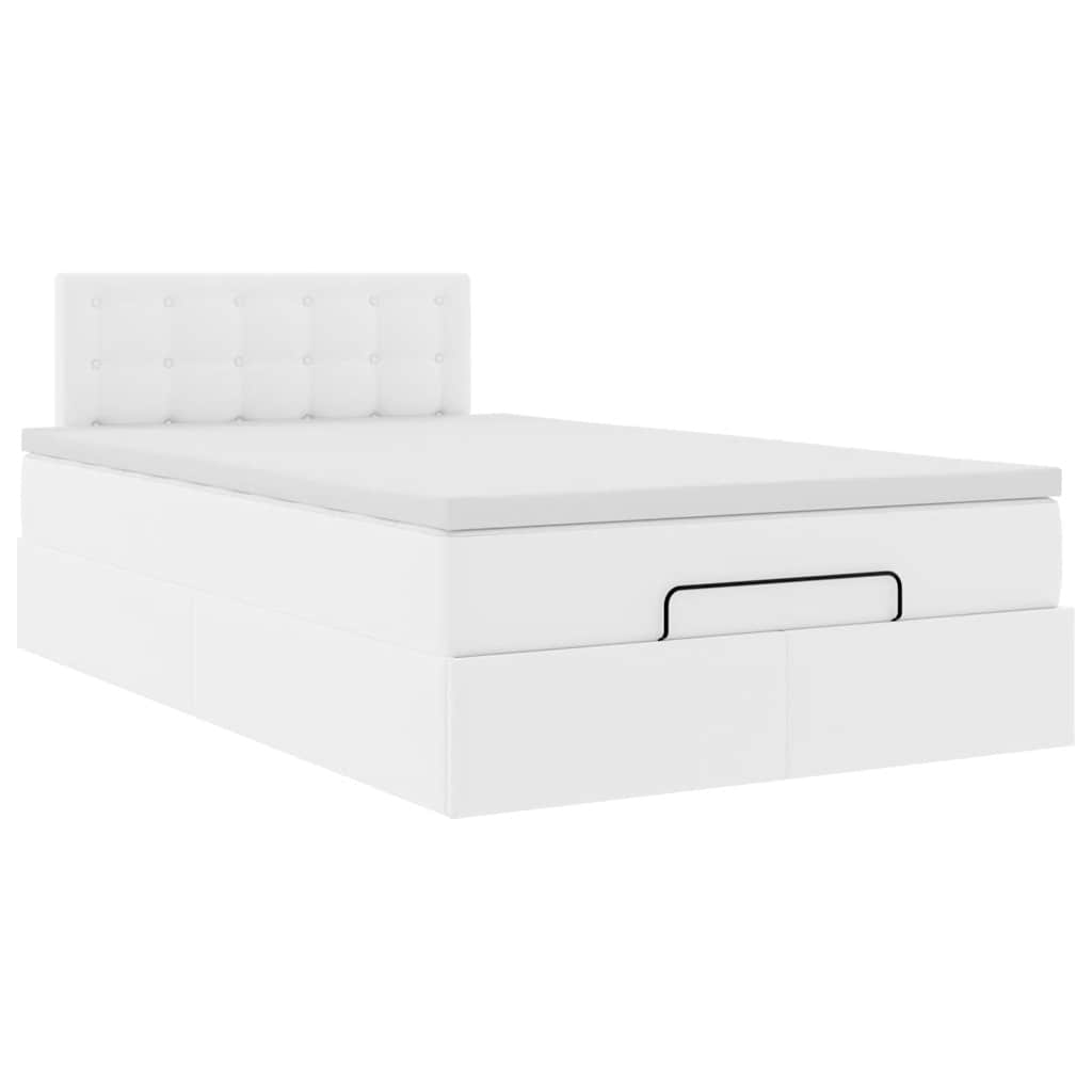 vidaXL Estructura cama otomana colchón cuero sintético blanco