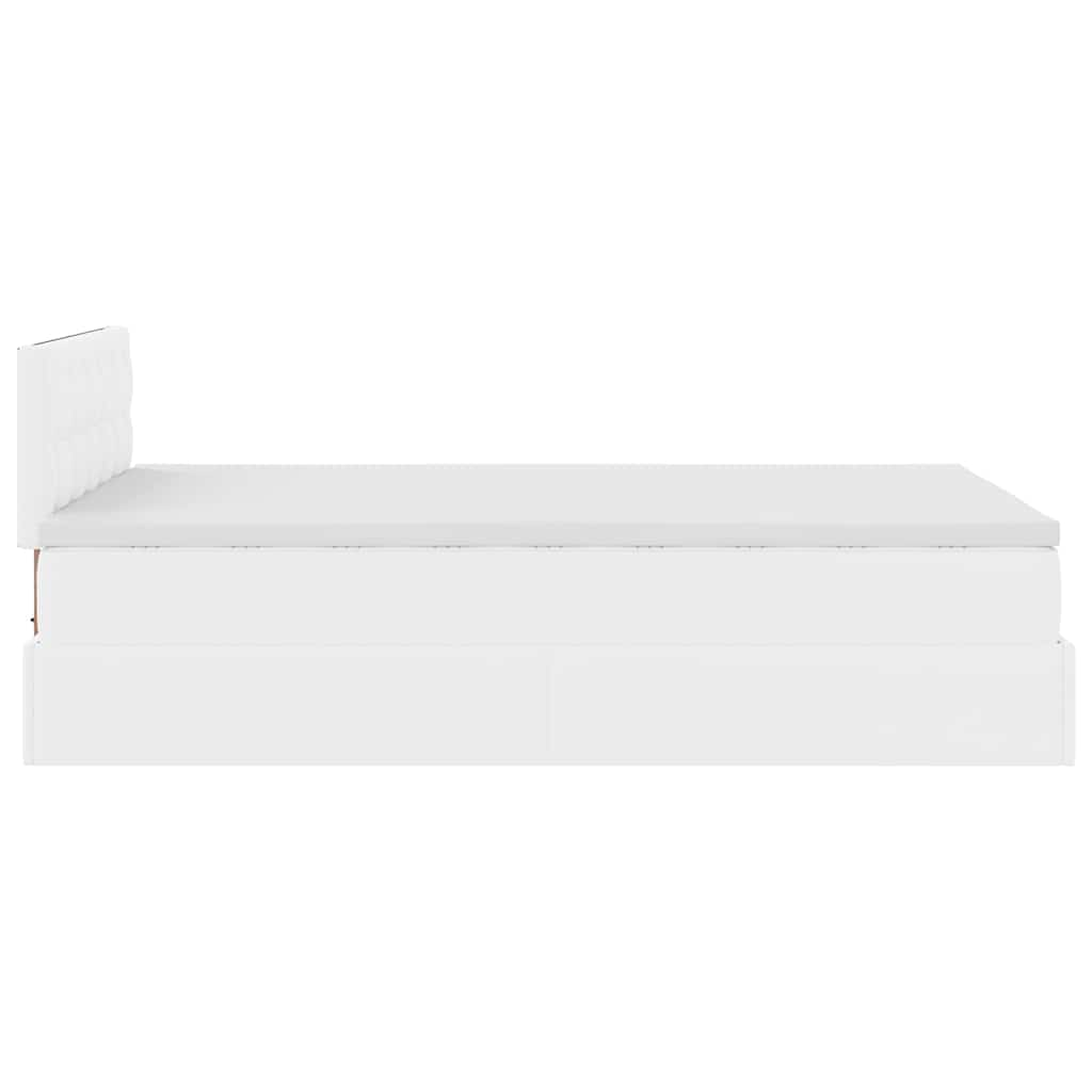 vidaXL Estructura cama otomana colchón cuero sintético blanco