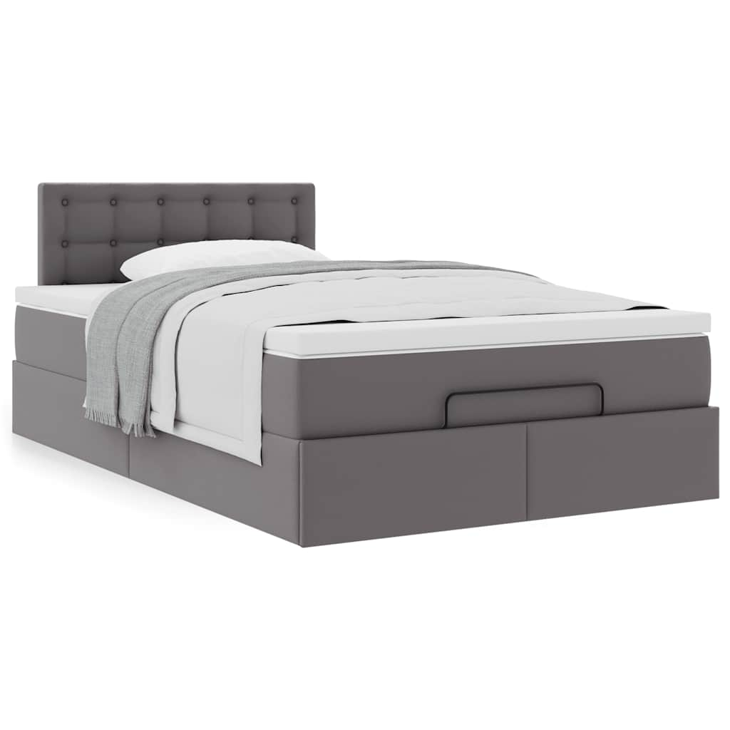 vidaXL Estructura cama otomana colchón gris 120x190 cm cuero sintético