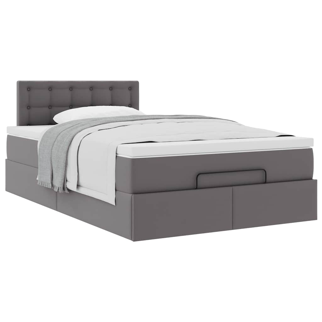 vidaXL Estructura cama otomana colchón gris 120x190 cm cuero sintético