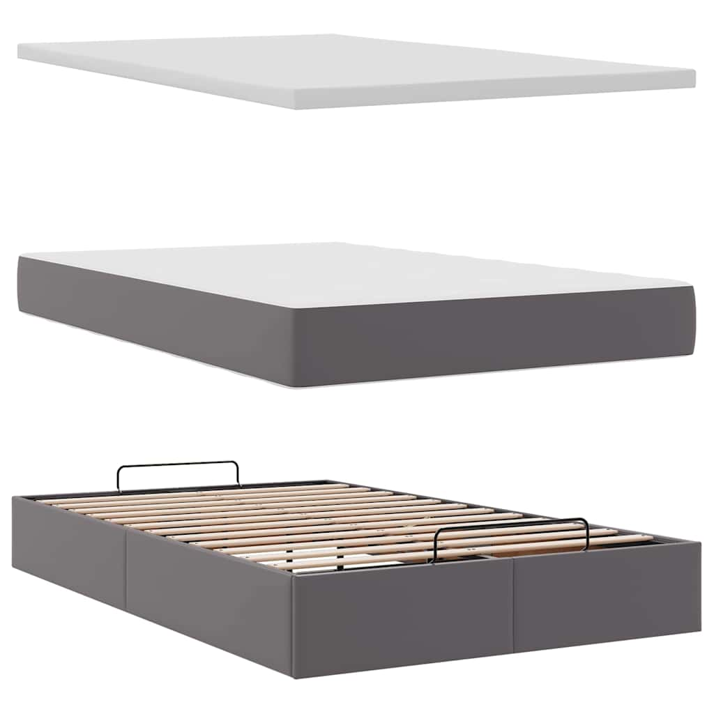 vidaXL Estructura cama otomana colchón gris 120x190 cm cuero sintético