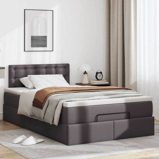 vidaXL Estructura cama otomana colchón gris 120x190 cm cuero sintético