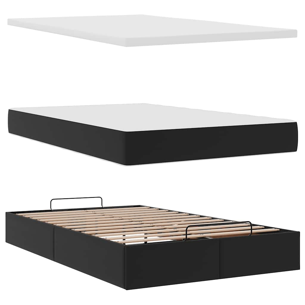 vidaXL Estructura cama otomana colchón cuero sintético negro 120x200cm