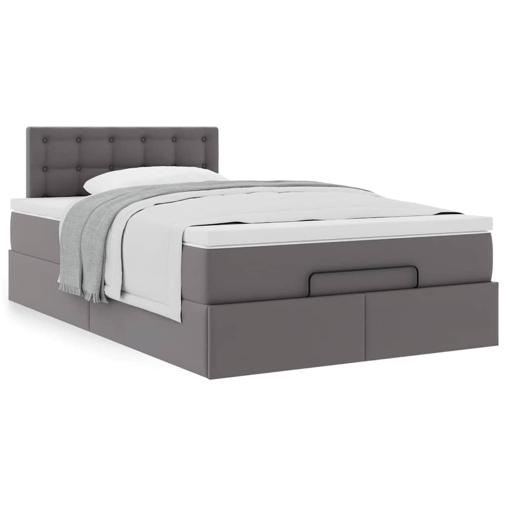 vidaXL Estructura cama otomana colchón cuero sintético gris 120x200cm