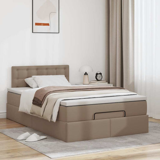 vidaXL Estructura cama otomana colchón cappucino cuero sintético