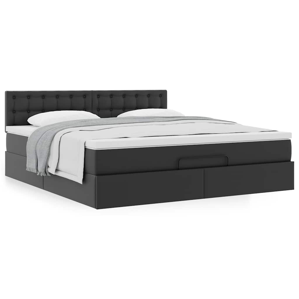 vidaXL Estructura cama otomana colchón cuero sintético negro 160x200cm