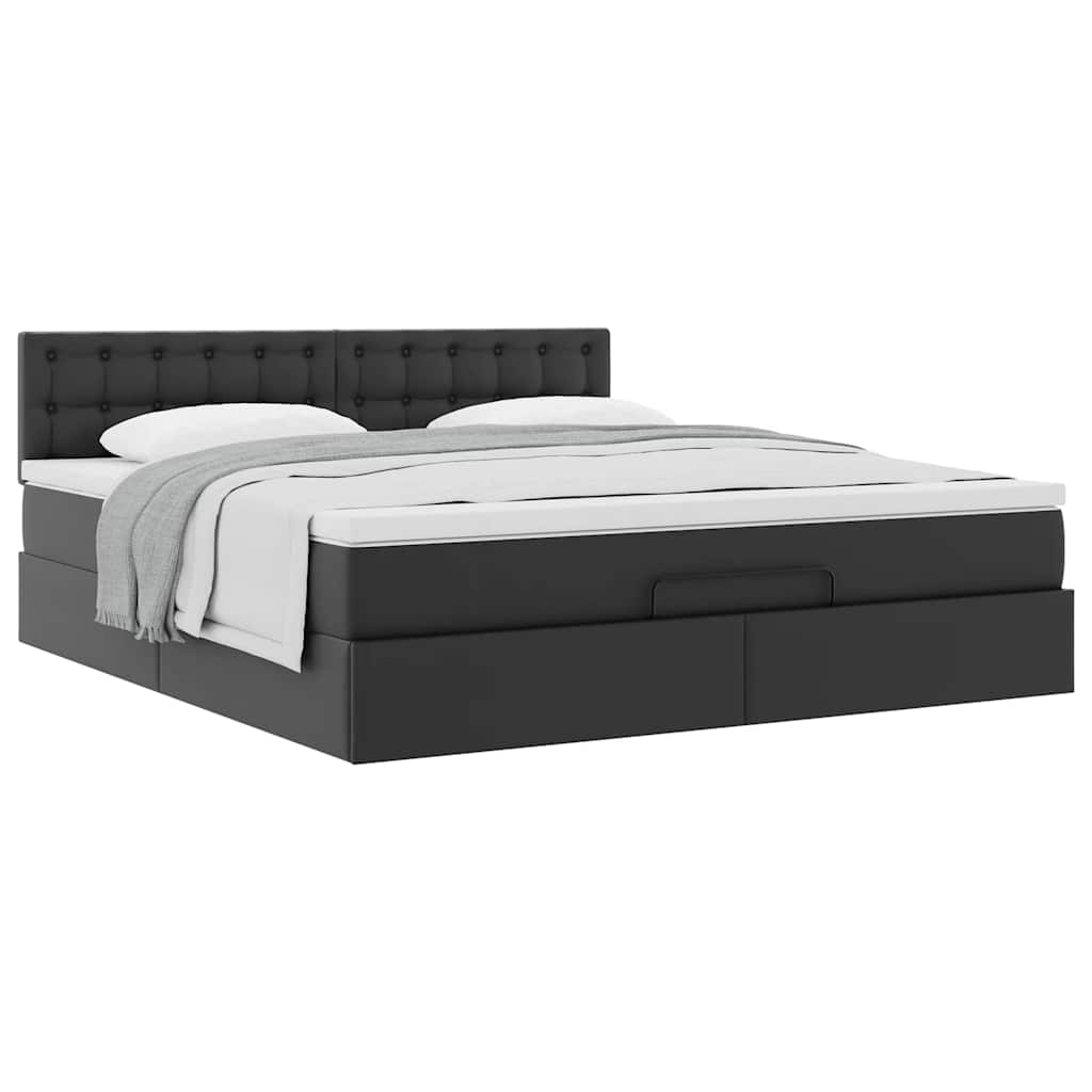 vidaXL Estructura cama otomana colchón cuero sintético negro 160x200cm