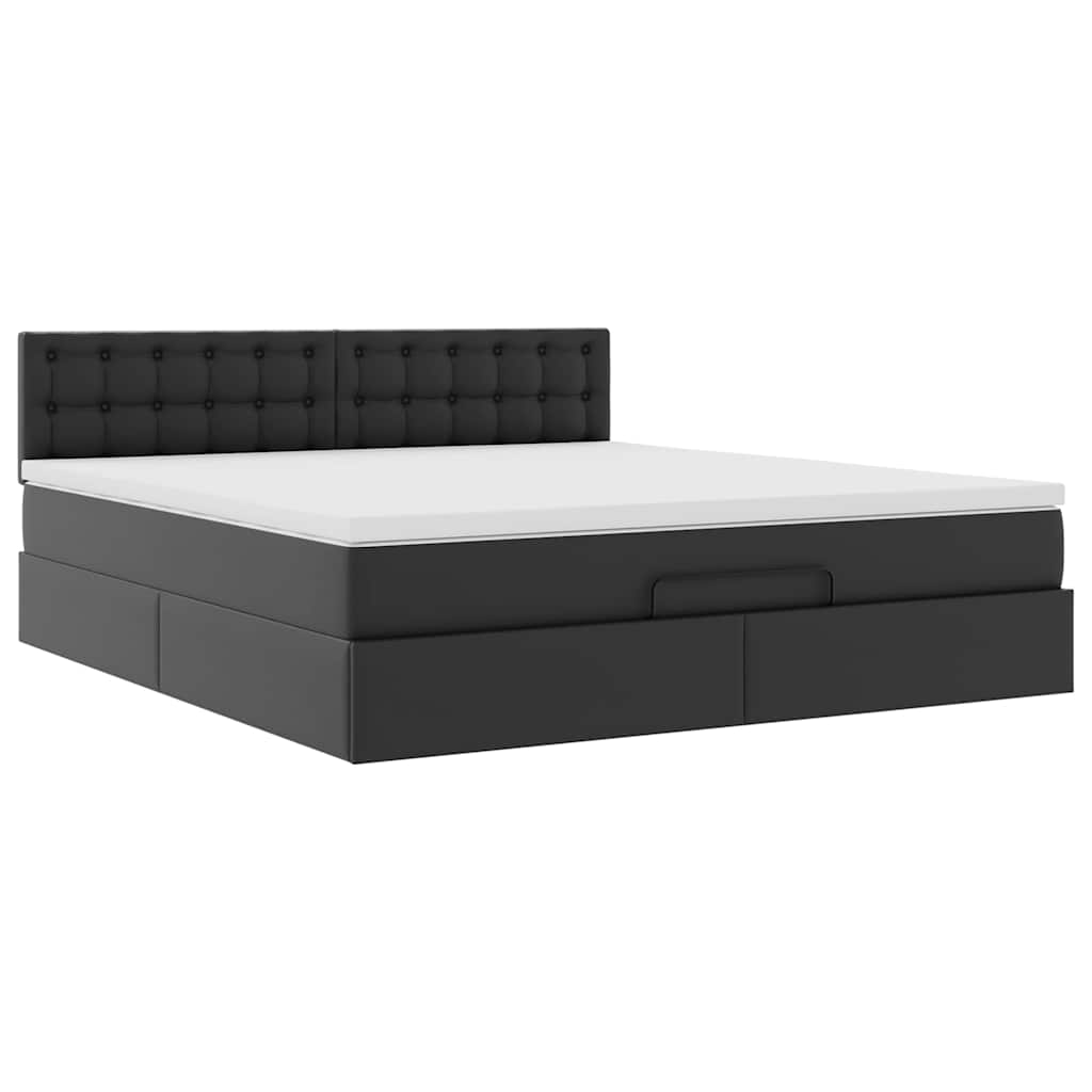 vidaXL Estructura cama otomana colchón cuero sintético negro 160x200cm