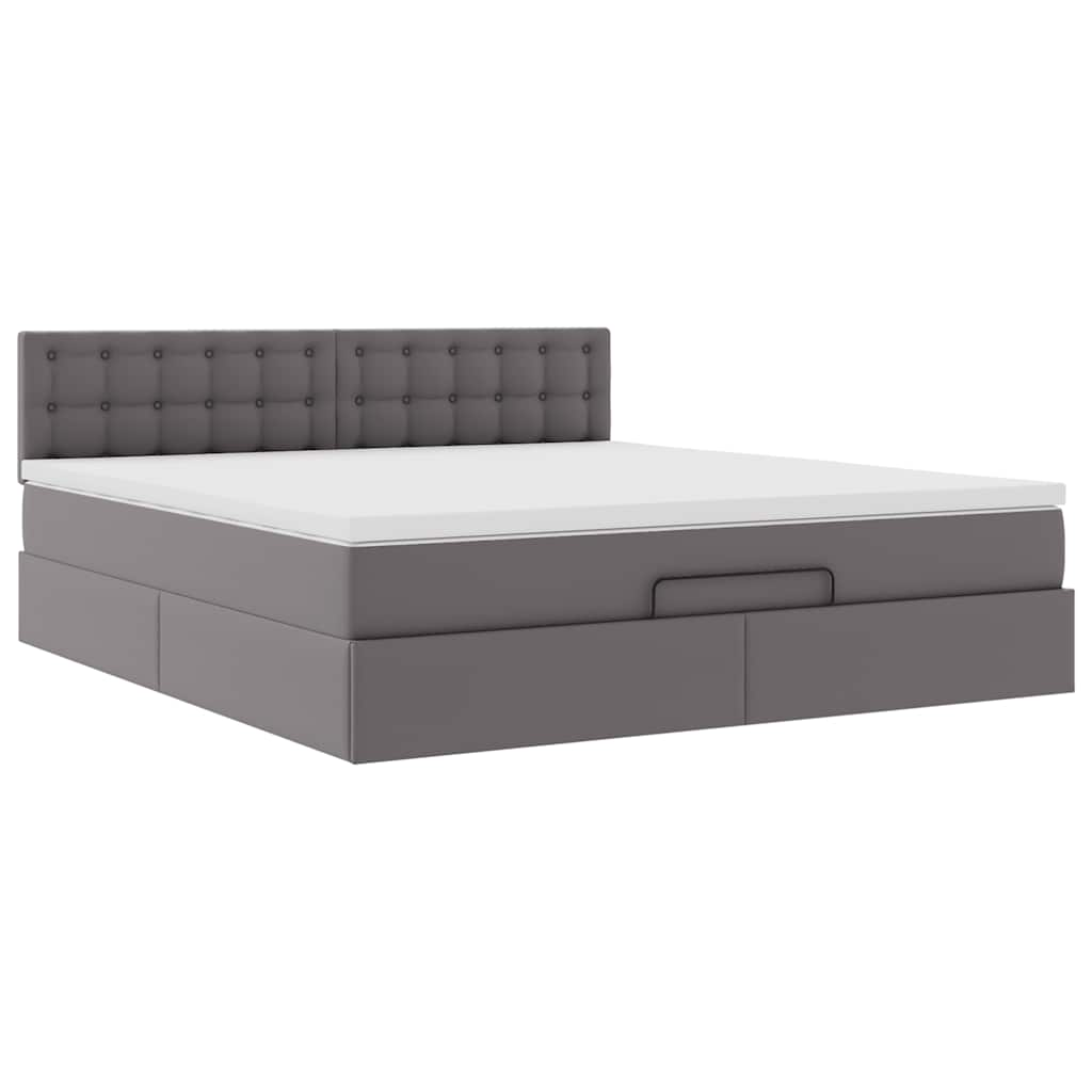 vidaXL Estructura cama otomana colchón cuero sintético gris 160x200cm