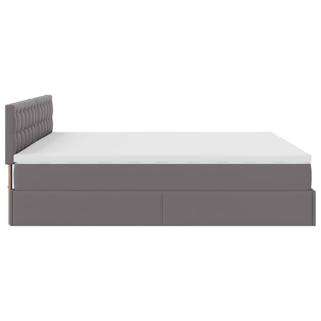 vidaXL Estructura cama otomana colchón cuero sintético gris 160x200cm